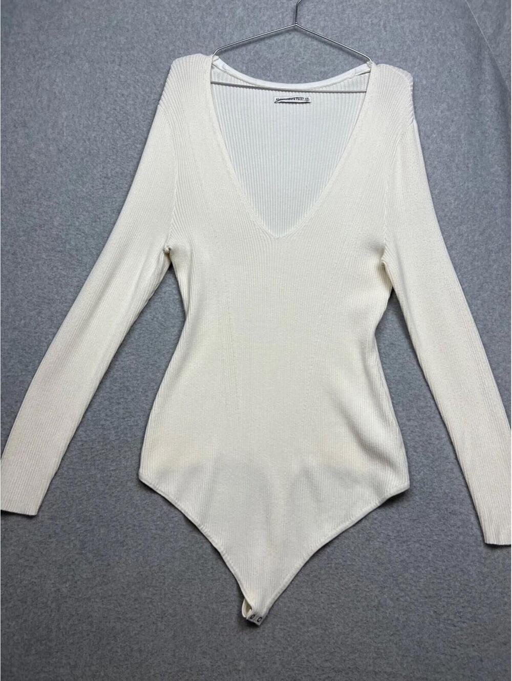Abercrombie & Fitch Womens plus XXL Ribbed Bodysuit Long Sleeve Snap Button